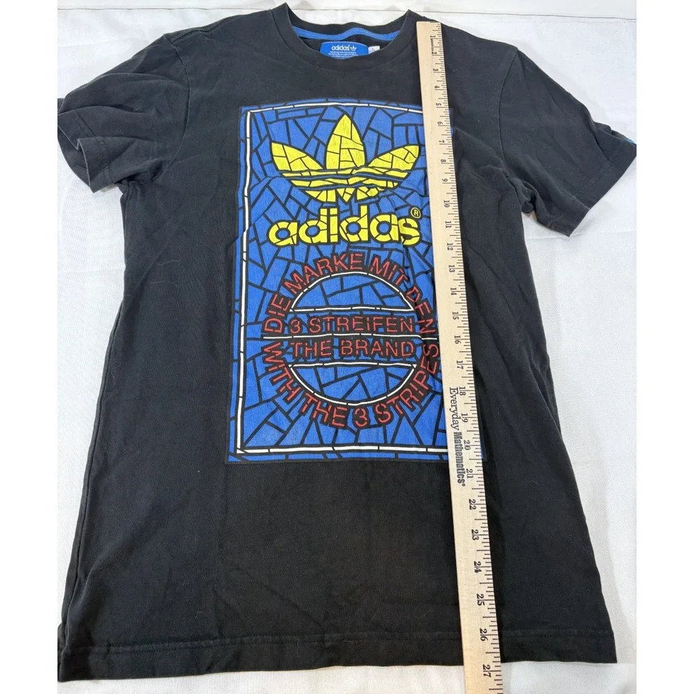 Adidas Originals Stained Glass Trefoil Logo T-Shirt Black Men's Sz Small S RARE